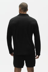 Linen Jersey Coastal Long Sleeve Pullover - Black