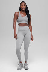 Seamless Two Tone Rib Bra - Light Misty Grey Heather