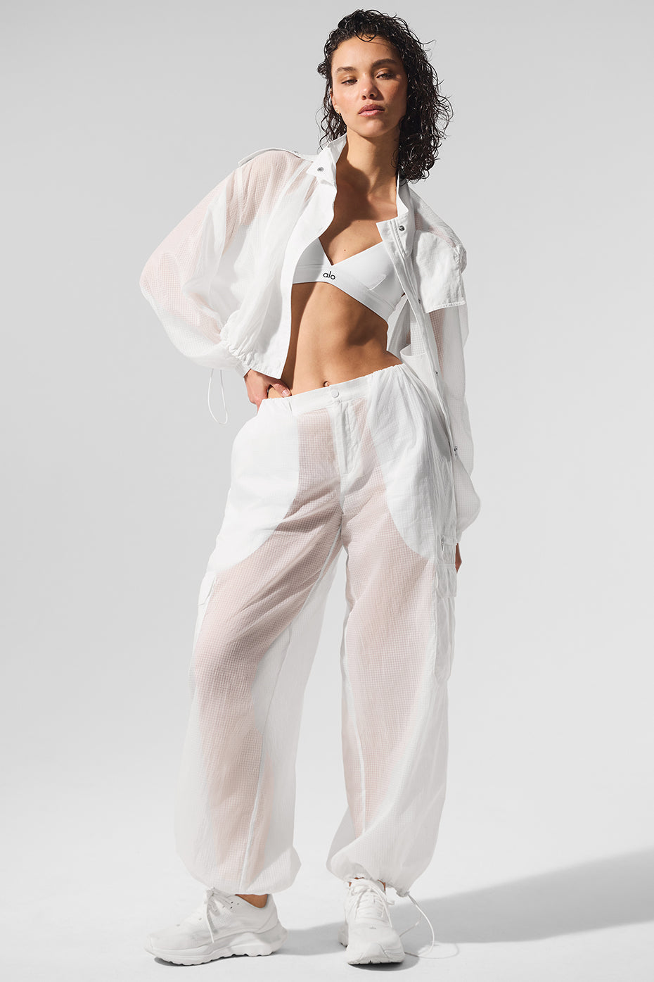 Cropped Game Time Full Zip Jacket - White